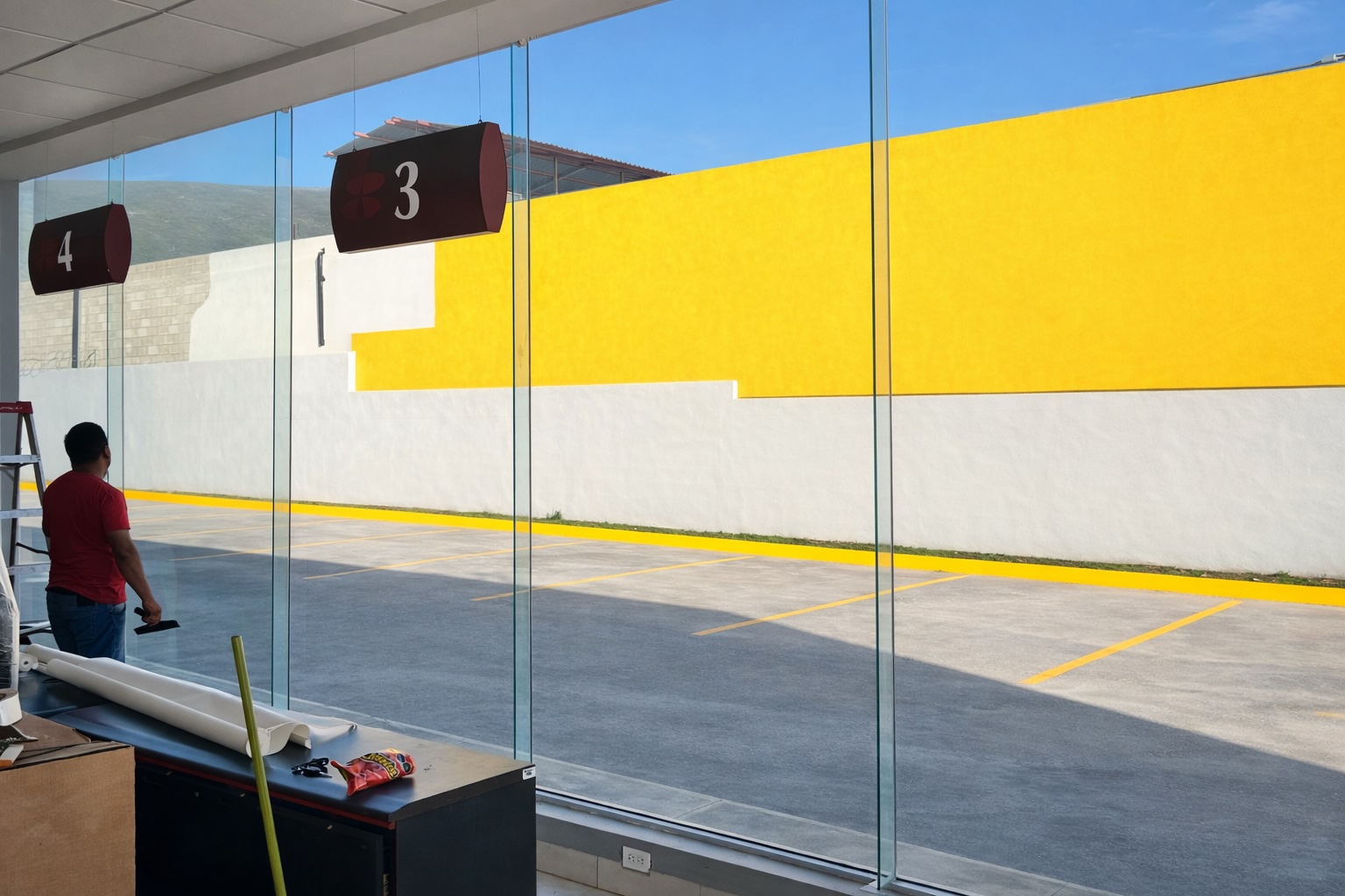 Sucursal bancaria con película de seguridad